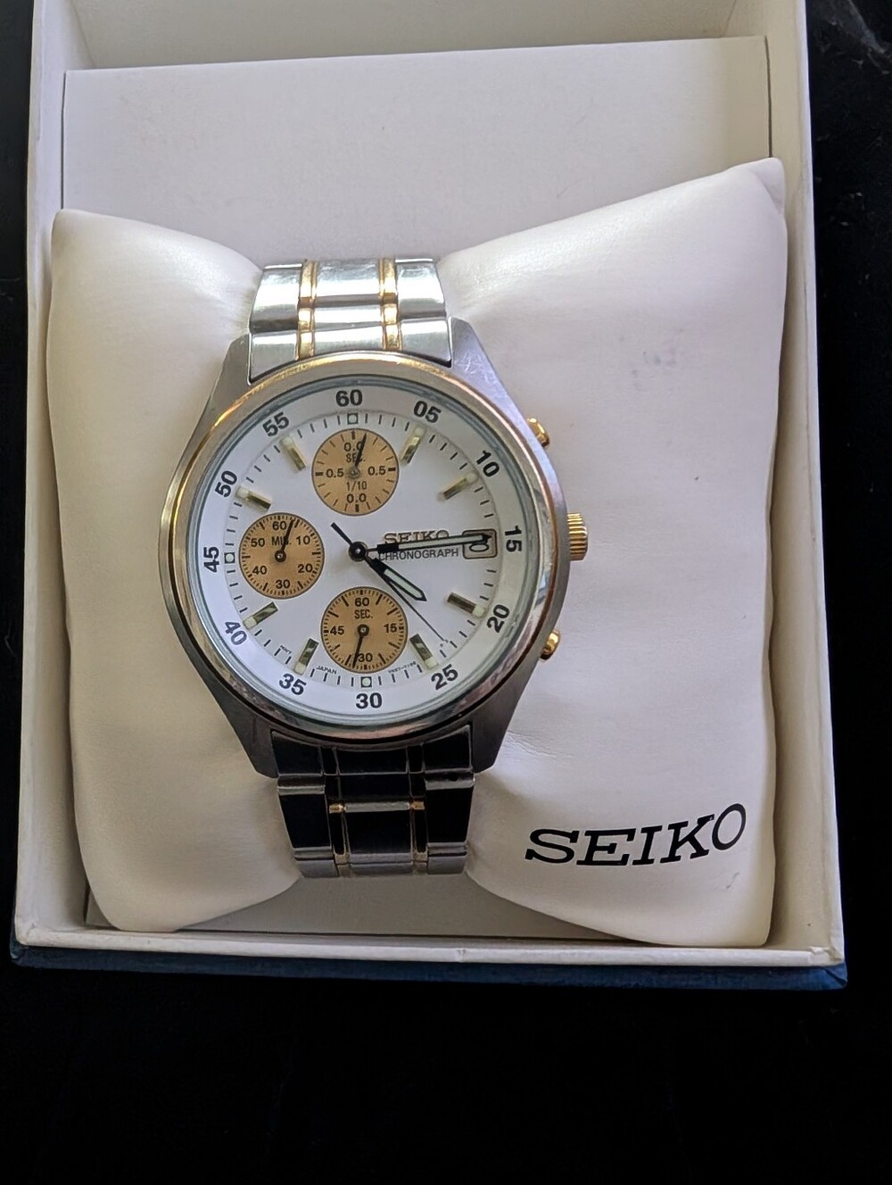 Seiko Two-Tone Silver and Gold Chronograph Watch
